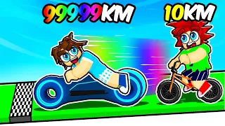 ELE COMPROU UMA MOTO PRA GANHAR A CORRIDA DE BICICLETA DO ROBLOX... (Bike Obby)