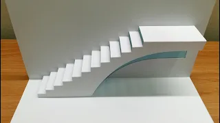 3d staircase｜staircase pop up card｜paper art｜kirigami｜origami architecture｜3d樓梯卡片