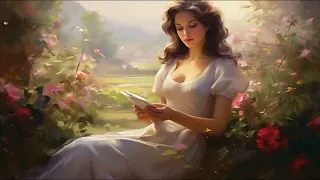 Woman Reading A Book In The Garden Corner | Gentle Jazz Music, Stress Release | Classical Love Music