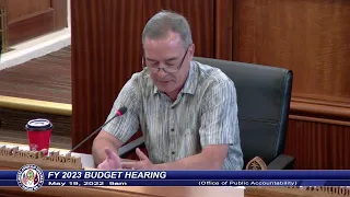 FY 2023 Budget Hearing - Senator Joe S. San Agustin - May 19, 2022 9am OPA