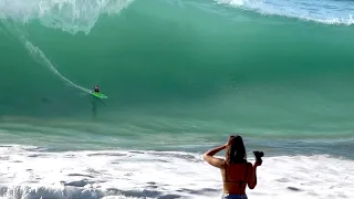 RC SURFER CHARGES THE WEDGE (RAW FOOTAGE)