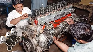 Rebuild Hino 1J truck engine | Fitting full engine