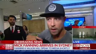 Mick Fanning touches down in Sydney...