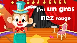 J'ai un gros nez rouge - French Nursery Rhyme for kids and babies (with lyrics)