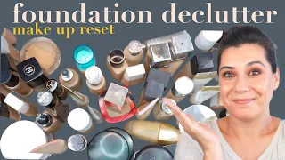 50+ foundations declutter | this was INTENSE! #makeupreset