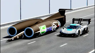Koenigsegg Jesko GTR Concept vs Thrust SSC at Drag Race 20 Km