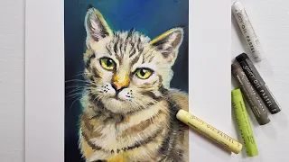 Oil pastel drawing  / How to draw A Cat with Oil pastel