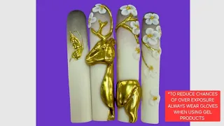 𝙁𝙡𝙤𝙧𝙖𝙡 𝙎𝙩𝙖𝙜 Part:1 3D Chome Embossed Nail Art Tutorial