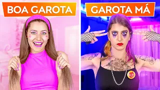 GAROTA BOA VS. GAROTA MÁ || Situações Engraçadas na Escola! MAU ALUNO VS. BOM, por 123 GO! CHALLENGE