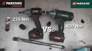 Parkside Performance PDSSAP 20 Li-A1 impact wrench 226 Nm vs  400 Nm Impact driver PASSK 20Li A1