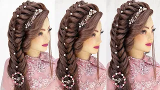 Engagement look for bride l wedding hairstyles kashee's l easy hairstyles l bridal hairstyles