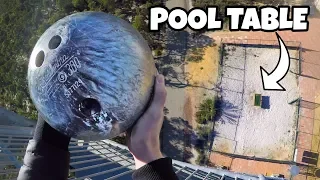 BOWLING BALL Vs. POOL TABLE from 45m!
