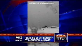 Plane off runway at LaGuardia