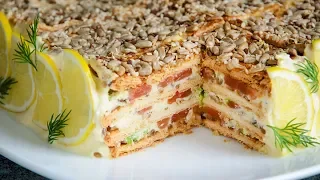 Несолодкий Торт БЕЗ ВИПІЧКИ з Печива🍴ТОРТ-САЛАТ: крута Закуска на Святковий Стіл