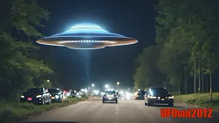 UFO passes quickly on the highway