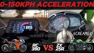 KTM RC 390 🆚️ Kawasaki ZX25R | 0-150kph Acceleration | Top Speed Attempt 🔥