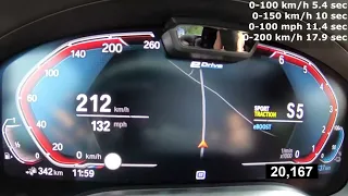 0-250 km/h acceleration BMW 745Le G12 2020 394 Hp hybrid