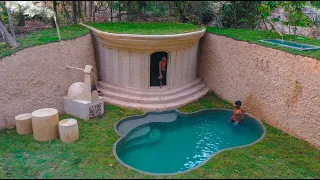 30 Days Building A Modern Underground Hut With A Grass Roof And A Swimming Pool