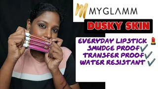 Dusky skin Affordable lipsticks| Myglamm liquid Lipstick swatch and Review in tamil #myglamlipsticks