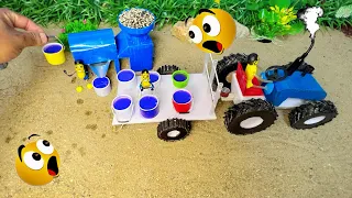 DIY Mini Tractor Making Mini Soyabean Juice machine science project#sanocreator