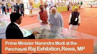 Prime Minister Narendra Modi at the Panchayati  Raj Exhibition, Rewa, MP