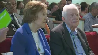 Jimmy Carter returns to his church to teach his Sunday School class