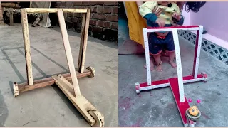 तीन चक्का बनाए घर पर / Wood Three wheel Baby Walker( Teenchakka )