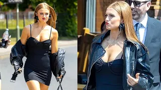Maisie Smith shoots scenes of her new film 'The Bermondsey Tales' in black mini dress