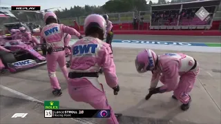 F1 2020 Emilia-Romagna Stroll Knocks Over Front Car Lifter