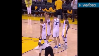 Steph Curry gets hit by the referee in Game 1 of NBA Finals |