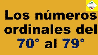 Números ordinales 70 al 79 | ordinal numbers