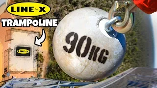 ATLAS STONE Vs. LINE-X TRAMPOLINE from 45m!