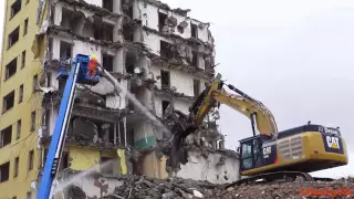 4K| Time Lapse - CAT 349E & CAT 345C High Reach Demolition