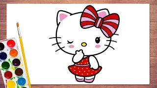 Hello Kitty Drawing | How to Draw a Cute Hello Kitty Easy For Kids | Cute Kitty Drawing