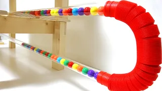 Marble Run ♡ Transparent pipes, colorful hoses and colorful balls