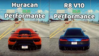 NFS Heat: Lamborghini Huracan Performante vs Audi R8 V10 Performance - Drag Race