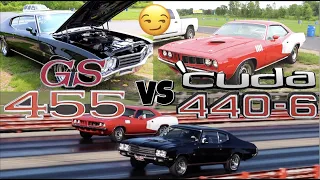 1971 Cuda 440 vs 1971 Buick GS455 - PURE STOCK DRAG RACE (best of 3)