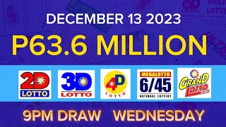 9PM LOTTO RESULTS TODAY DECEMBER 13 2023  ( Complete Details)