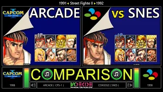 Street Fighter II (Arcade vs SNES) Dual Longplay - Side by Side Comparison