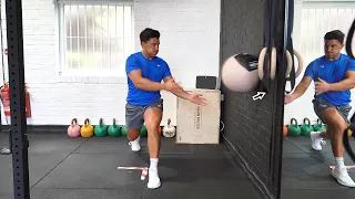 Medicine Ball Split Stance Scoop Throw | Medicine Ball | Strength and Conditioning Exercises