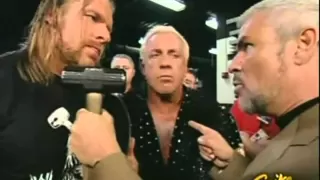 Triple H & Ric Flair get stopped by Eric Bischoff backstage RAW 2005