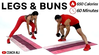 🔴 SUMMER LEGS & GLUTES | Dumbbell Workout 60 minutes 650 calories | Coach Ali