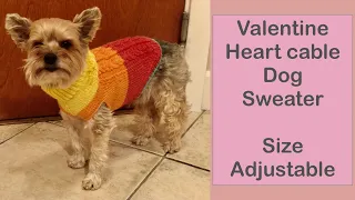 DIY Knit Valentine Dog Sweater with Cable Heart Knitting