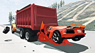 BeamNG Drive - Highway SuperCars Crash Lamborghini Aventador
