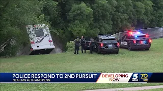 Suspect arrested after crashing stolen RV into drainage ditch during Oklahoma City pursuit