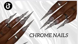 Tik tok 3D Chrome Acrylic Nail Design | Detailed Tutorial / Beginner Friendly