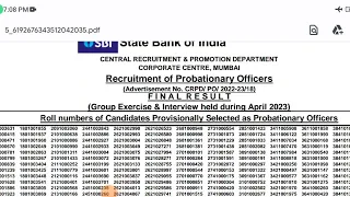 SBI Po Final Result Out 2022-2023