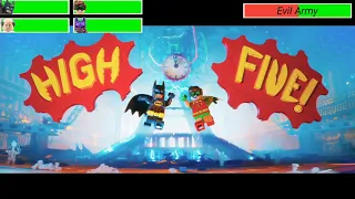 The Lego Batman Movie Final Battle with healthbars