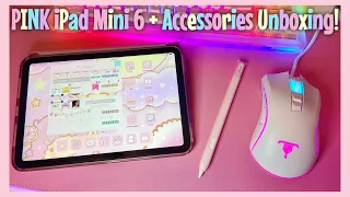 new pink ipad mini 6 + apple pencil unboxing! + pink case