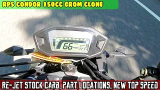 (E2) RPS Condor 150cc Parts under plastic location carburetor removal, re-jetting, top speed 64 mph